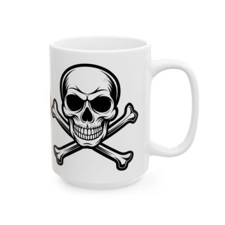 Orange Skull with Crossbones Mug | Pirate Skull Coffee Cup 8