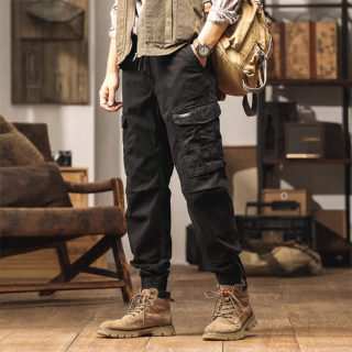 Men's Multi-Pocket Cargo Pants with Cuffed Hem 4