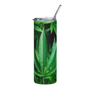 Cannabis Leaf Print Tumbler | 20oz Stainless Steel, Green Marijuana Leaf Design