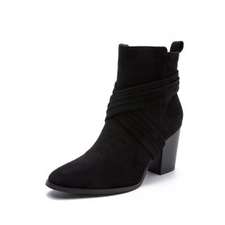 Women's Suede Martin Boots | High Heel Coarse Heel Square Toe