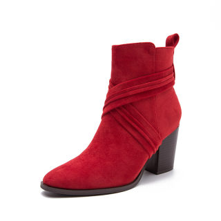 Women's Suede Martin Boots | High Heel Coarse Heel Square Toe 3