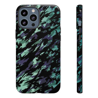 Teal Black Abstract Camo Phone Case 36