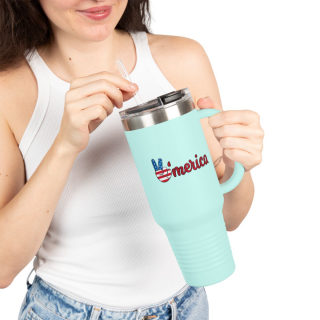 'Merica Peace Hand travel mug, 40oz insulated tumbler