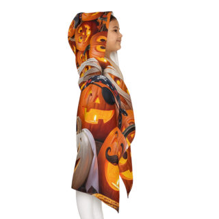 Jack-o'-Lantern Pumpkins Youth Hooded Towel | Halloween Pumpkin Pattern 7