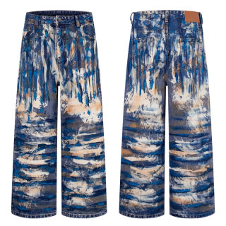 Color Block Graffiti Print Oversized Straight Leg Pants 5