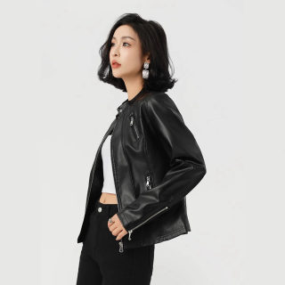 Women's Slim Fit Leather Jacket | Embroidered Detail 3