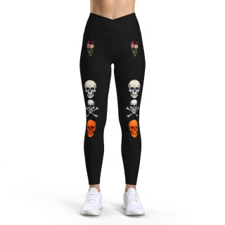 Floral Skull Pattern Leggings | Halloween Skull Leggings 4