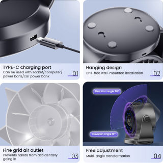 Rechargeable Desktop Fan with Digital Display, 100 Speed Settings 5