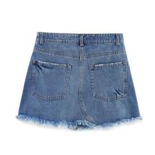 Denim Halter Vest & Mini Skirt Set | Women's V-Neck 5