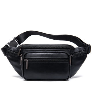 Men's Black Sheepskin Waist Bag 4