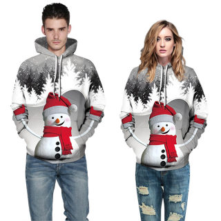 Christmas Digital Print Couple Hoodie | Loose Casual Autumn Winter