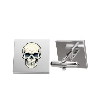 Skull Illustration Cufflinks | Gold Square Cufflinks 2
