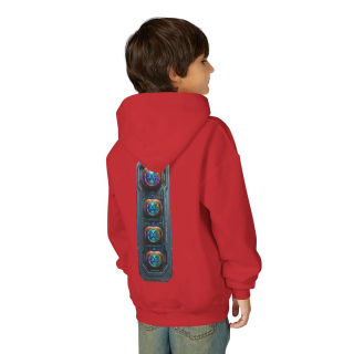Glowing Cyber Pumpkin Kids Hoodie 80