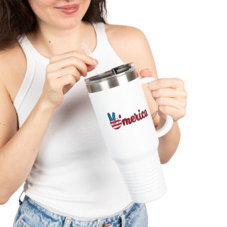 'Merica Peace Hand travel mug, 40oz insulated tumbler 34