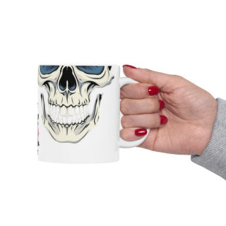 Skull and Roses Ceramic Mug | Floral Skull Coffee Mug 18