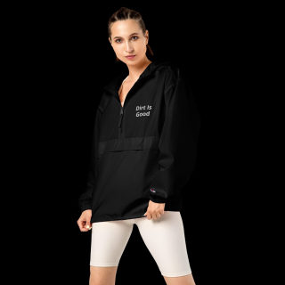 Embroidered Champion Packable Black Jacket "Dirt Is Good" 13