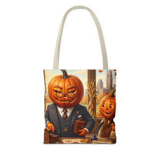 Pumpkin Head Businessmen Tote Bag | Halloween Pumpkin City Illustration 25