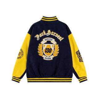Badge Embroidered Terry Baseball Jacket 2
