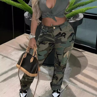 Casual Camouflage Multi-Pocket Cargo Pants for Women | Street Style