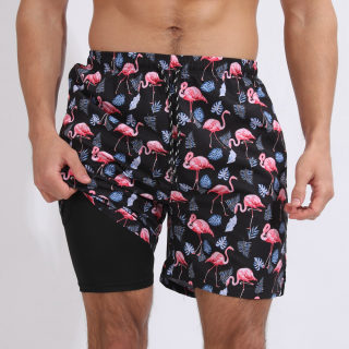 Men's Casual Beach Sports Shorts | Printed Double Layer Plus Size 5