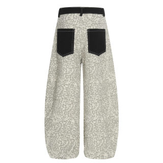 Leopard Print Denim Curved Cargo Pants 2