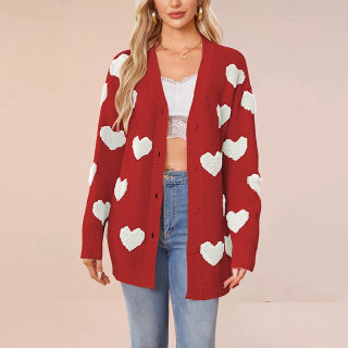Love Knit Cardigan | V-Neck Button Mid-Length Jacket for Women 2