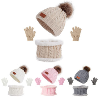 Kids' Autumn/Winter Knit Hat, Gloves & Scarf Set | Single Ball Acrylic 4
