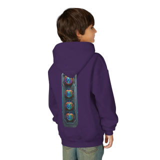 Glowing Cyber Pumpkin Kids Hoodie 77