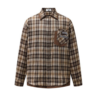 Brown Plaid Shirt for Men and Women | Loose Casual Long-Sleeve Blouse Jacket 5