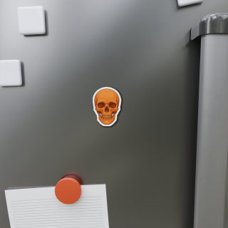 Orange Skull Die-Cut Magnet | Halloween Skull Refrigerator Magnet