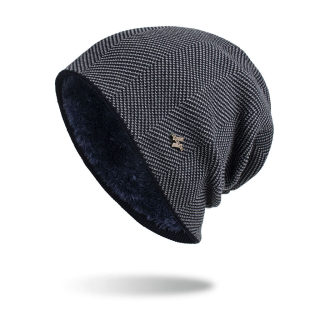 Velvet Iron-On Patch Knit Beanie