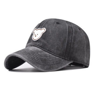 Pure Cotton Washed Bear Embroidered Baseball Cap | Outdoor All-Season 3