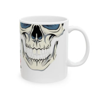 Skull and Roses Ceramic Mug | Floral Skull Coffee Mug 9