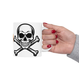Orange Skull with Crossbones Mug | Pirate Skull Coffee Cup 18