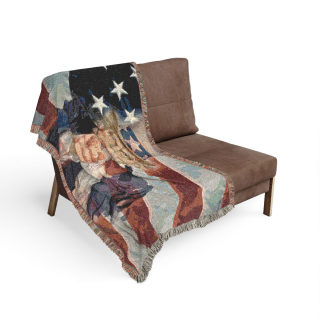 Uncle Sam Pointing Woven Blanket | American Flag Patriotic Throw