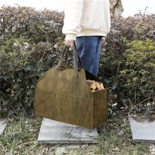 Thick Canvas Firewood Tote Bag | Large Capacity Log Carrier 6