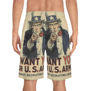 Uncle Sam I Want You board shorts | Men's Board Shorts, Patriotic USA Print 4