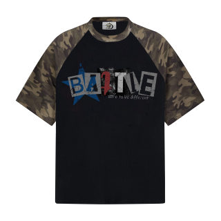 Camo Raglan Sleeve T-Shirt with Trendy Letter Print 3