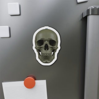 Olive Skull Die-Cut Magnet | Realistic Skull Refrigerator Magnet 5