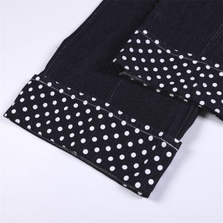 Cartoon Embroidery Polka Dot Denim Pants 4