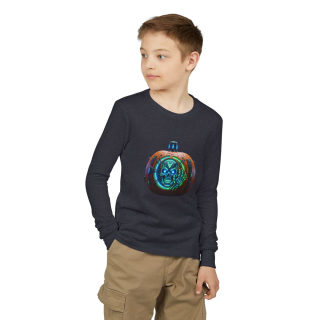 Skull Pumpkin 'No Tricks' Long Sleeve Kids Tee 31