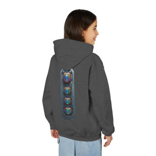 Glowing Cyber Pumpkin Kids Hoodie 89