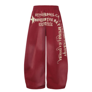 Letter Print Wide Leg Sweatpants | Drawstring Cuff Sporty Dance 2