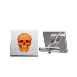 Orange Skull Cufflinks | Gold Square Skull Cufflinks 2