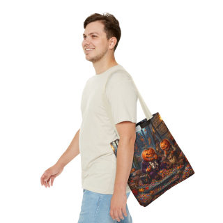 Jack-o'-Lantern Candy Haul Tote Bag | Halloween Pumpkin Scene 41