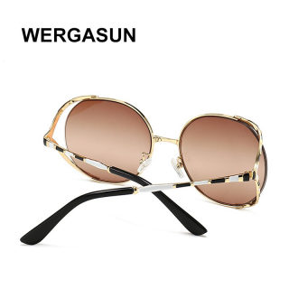 Metal-Frame Large Glossy-Finish Sunglasses 5