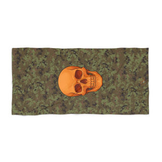 Orange Skull Camouflage Beach Towel 2