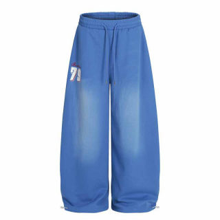 Retro Blue Wide Leg Sweatpants | Washed Gradient Drawstring