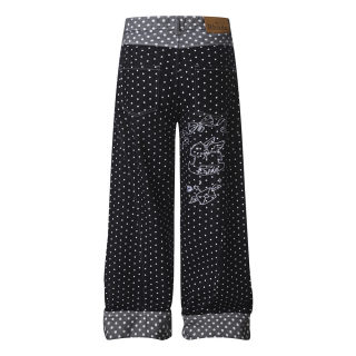 Cartoon Embroidery Polka Dot Denim Pants 5