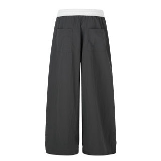 Wide-Leg Pants with Contrast Waistband and Letter Print 3
